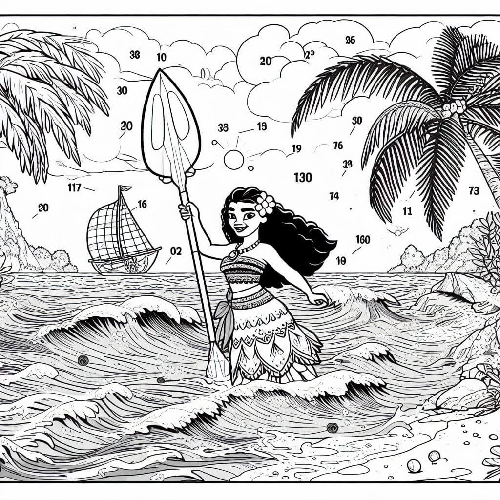 Moana on Sea Color By Number