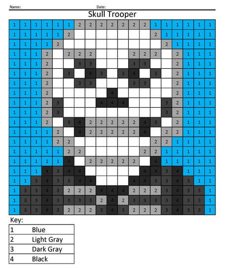Skull Trooper From Fortnite Color By Number