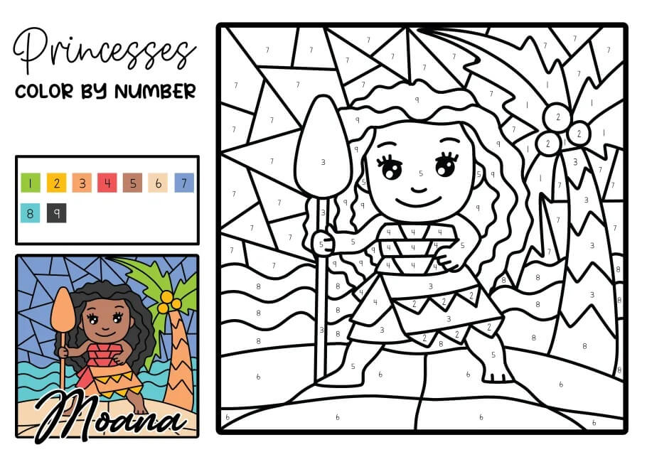 Smiling Moana Color By Numbe