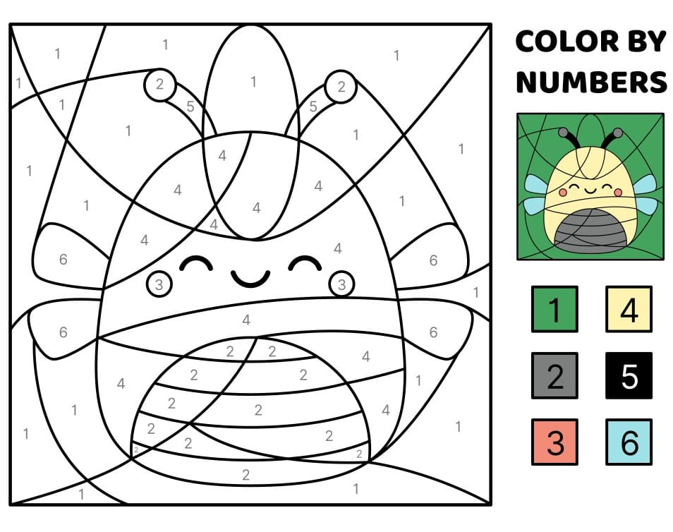 Free Bee Color By Number