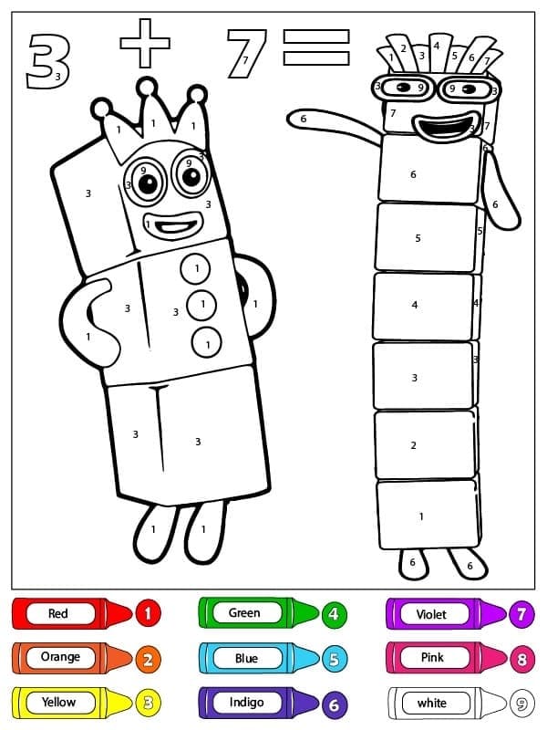 Print Numberblocks Color By Number