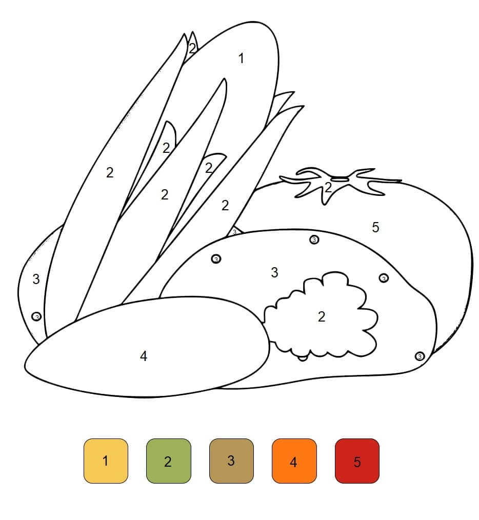 Vegetables Color By Number