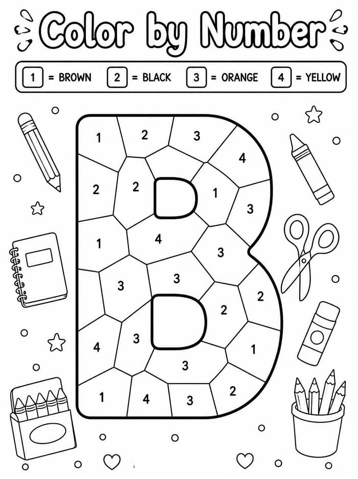 Alphabet Letter B Color By Number