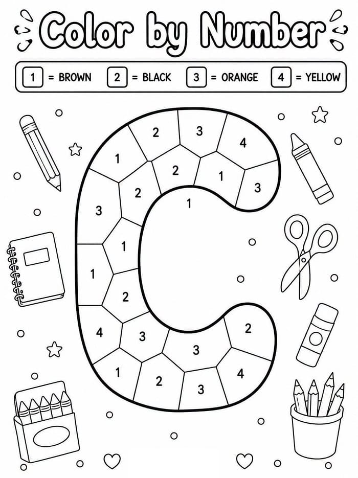 Alphabet Letter C Color By Number