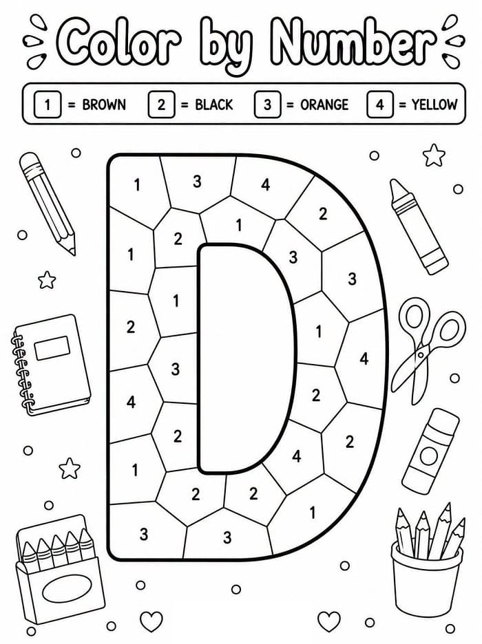 Alphabet Letter D Color By Number