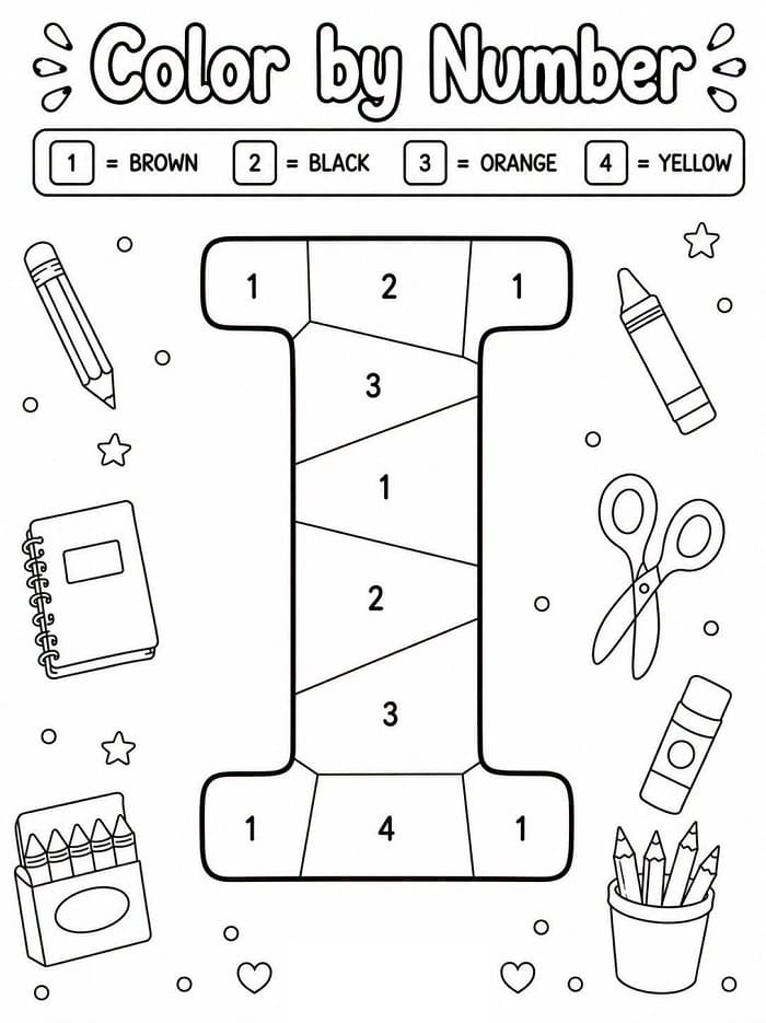 Alphabet Letter I Color By Number