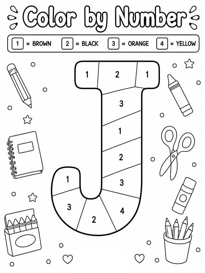 Alphabet Letter J Color By Number