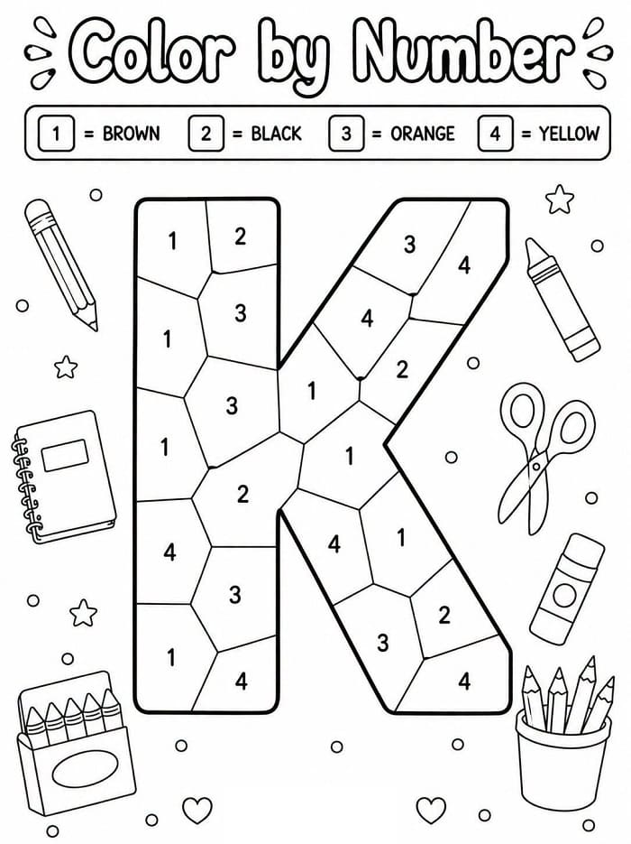 Alphabet Letter K Color By Number