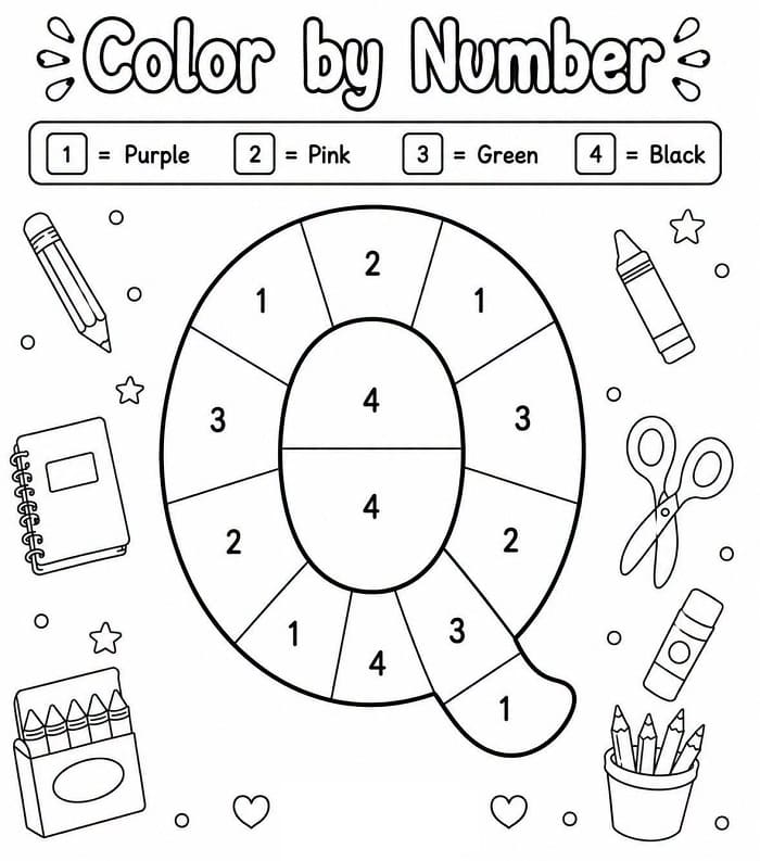 Alphabet Letter Q Color By Number