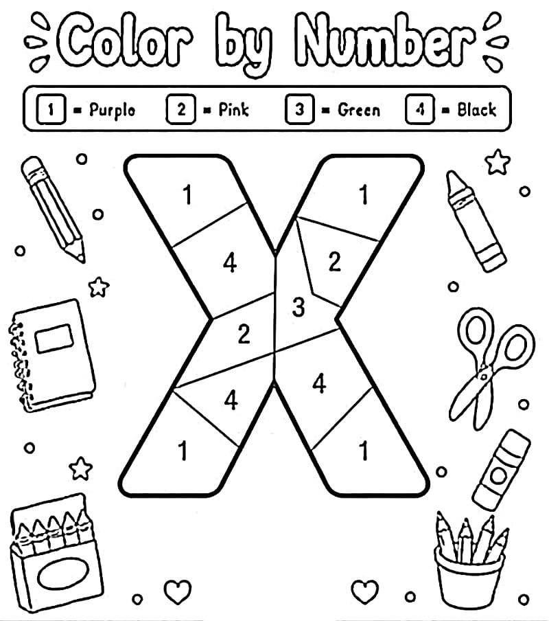 Alphabet Letter X Color By Number