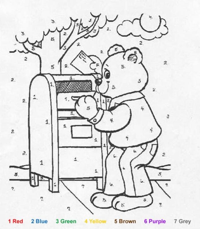 Cartoon Teddy Bear Color By Number