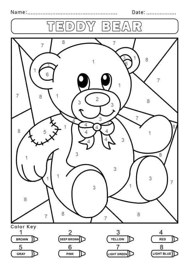 Cute Teddy Bear Color By Number