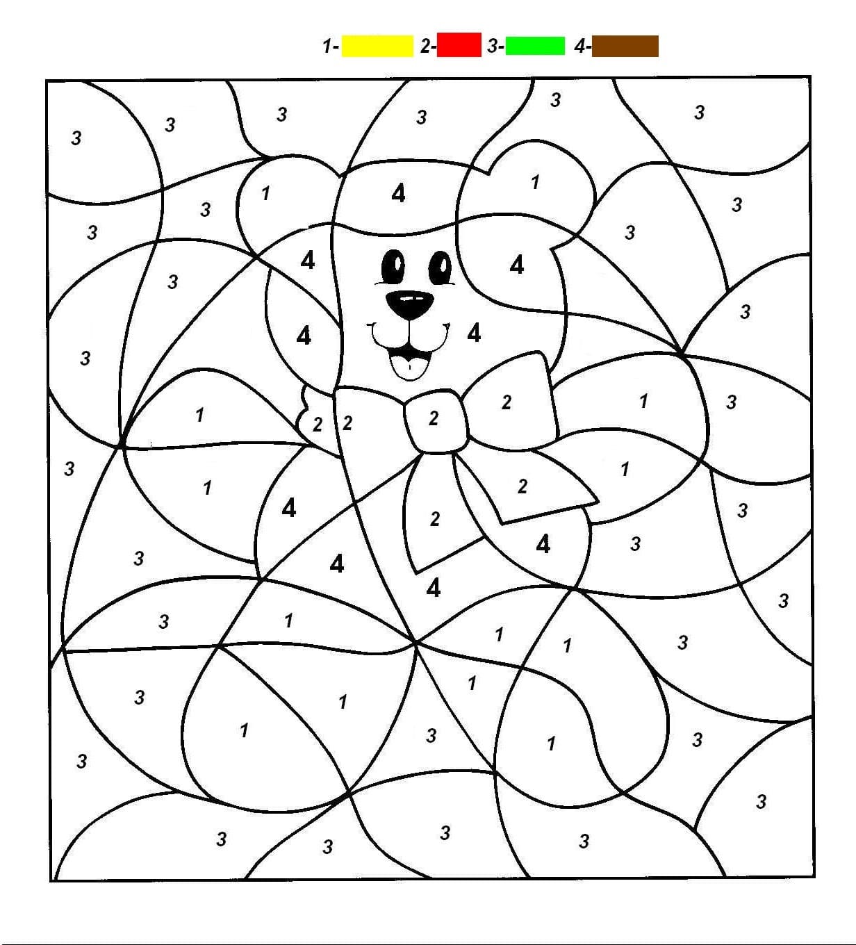 Easy Teddy Bear Color By Number