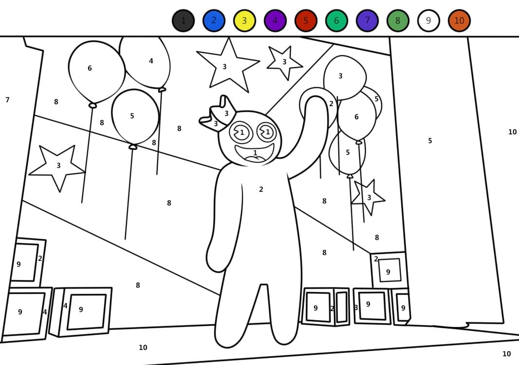 Free Printable Rainbow Friends Color By Number