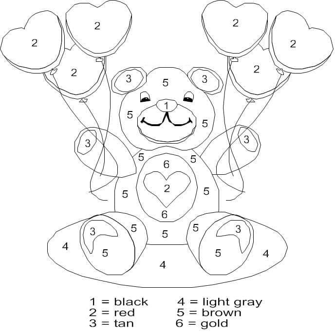 Happy Teddy Bear Color By Number