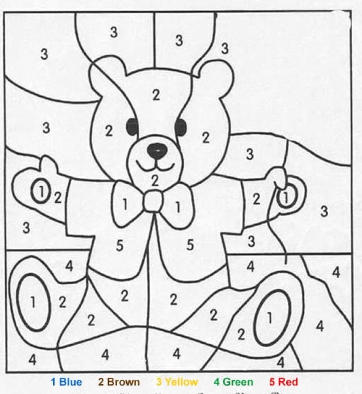 Little Teddy Bear Color By Number
