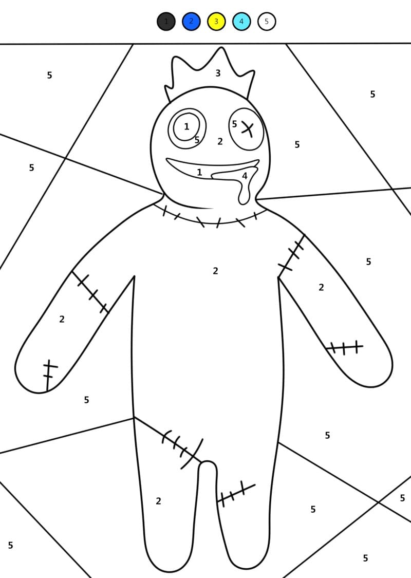 Rainbow Friends Color By Number Worksheet