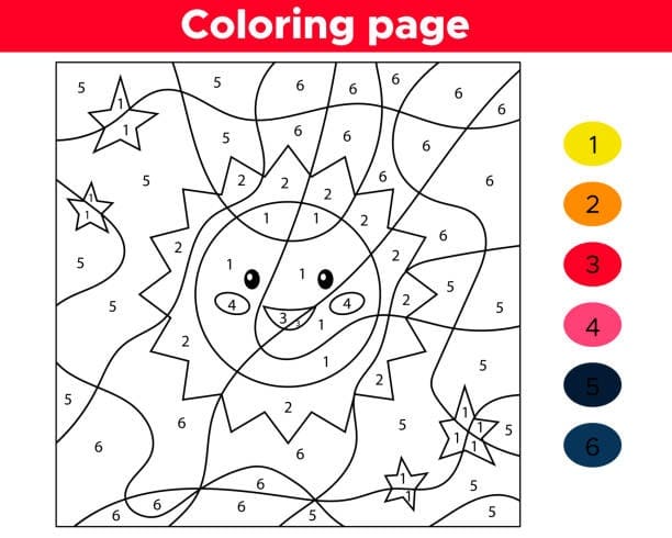 Adorable Sun Color by Number