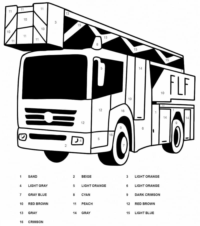 Basic Fire Truck Color By Number