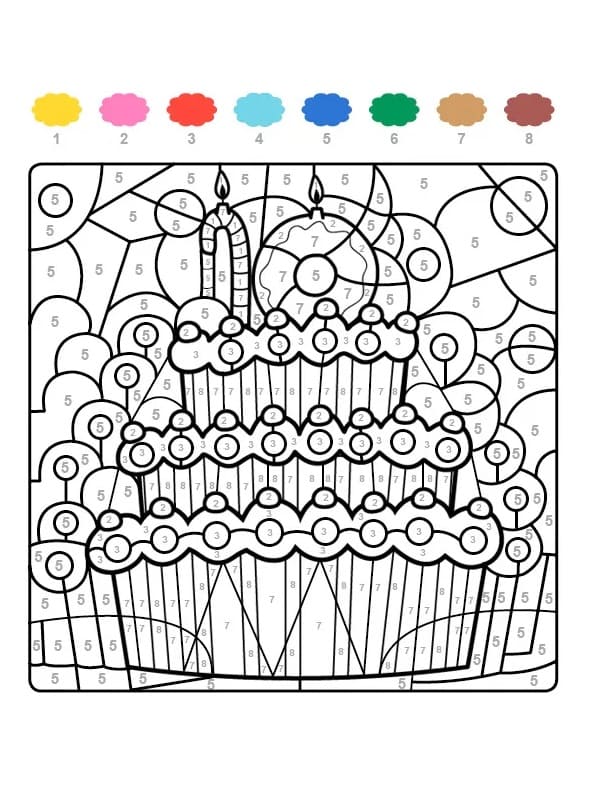 Big Birthday Cake Color By Number