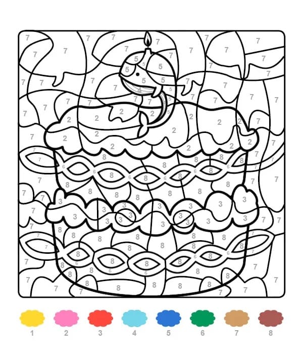 Birthday Color By Number Sheet