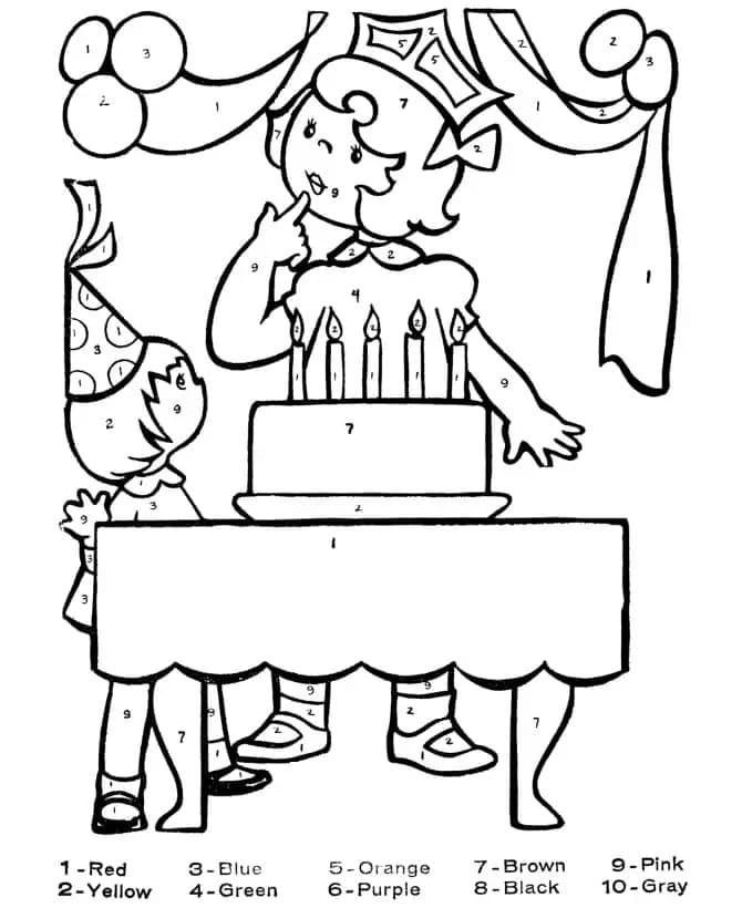 Birthday Party Color By Number