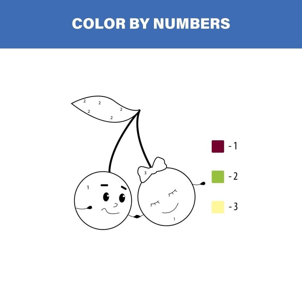 Cartoon Cherry Color By Number