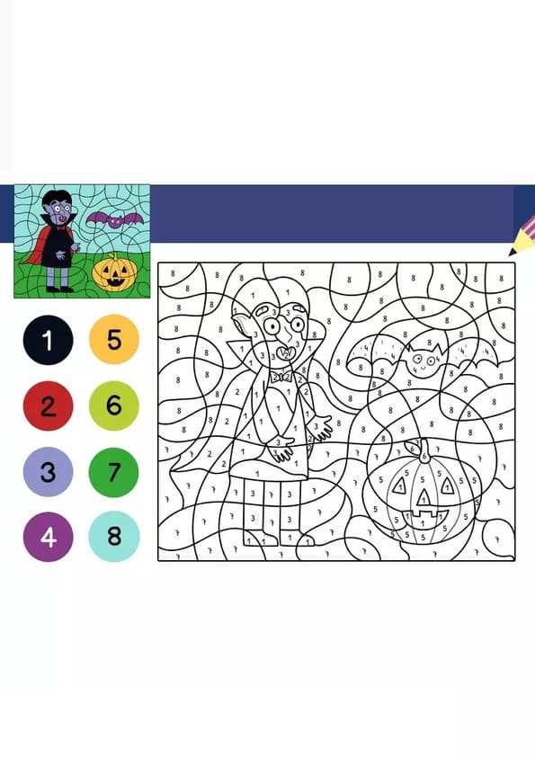 Cartoon Vampire Color By Number