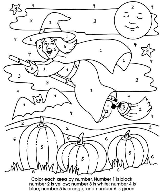 Cartoon Witch Color By Number