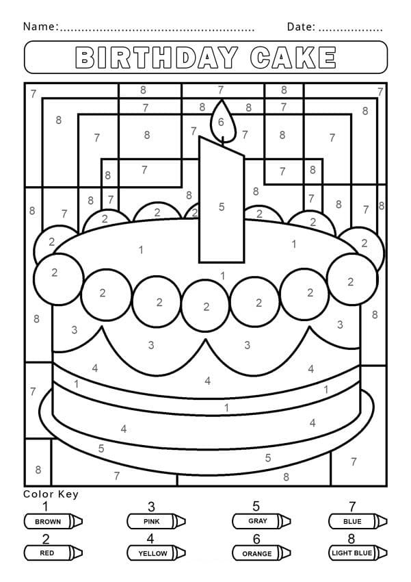 Easy Birthday Color By Number