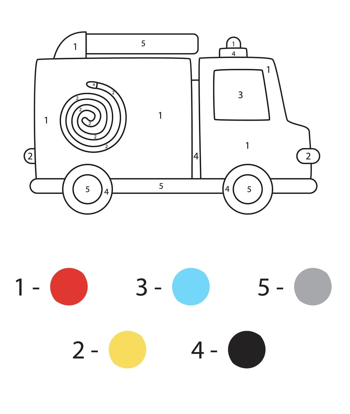 Fire Truck Color By Number