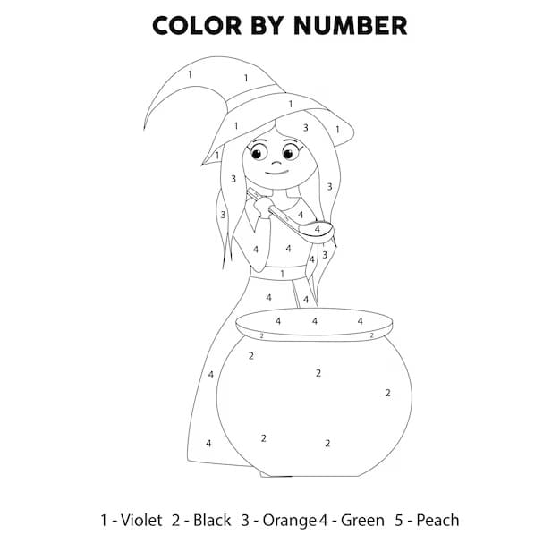 Easy Witch Color By Number