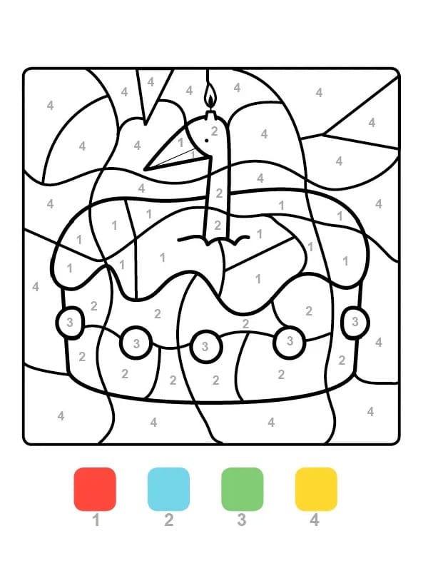 Free Birthday Cake Color By Number