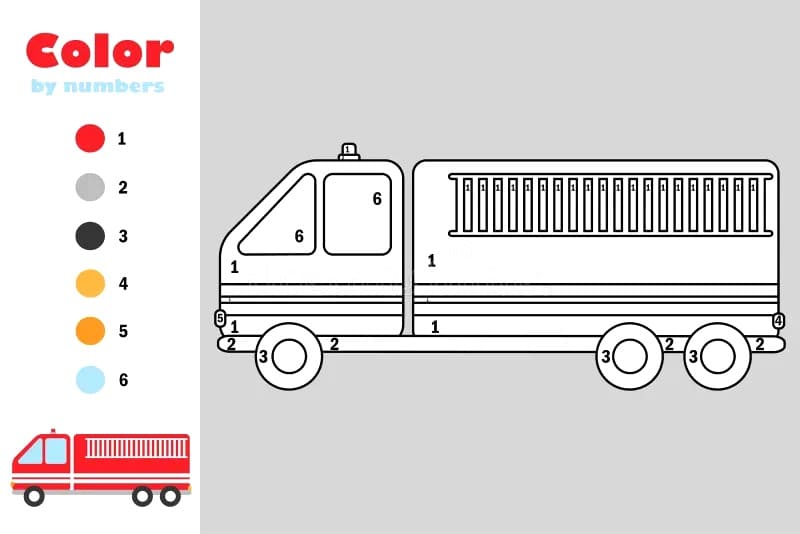 Free Fire Truck Color By Number