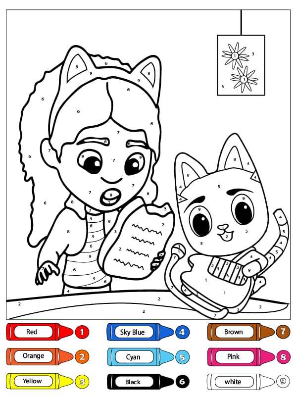 Free Printable Gabby’s Dollhouse Color By Number