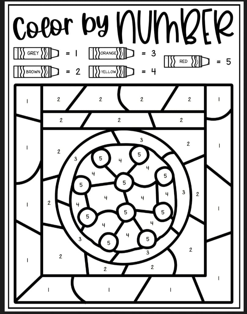Free Printable Pizza Color By Number
