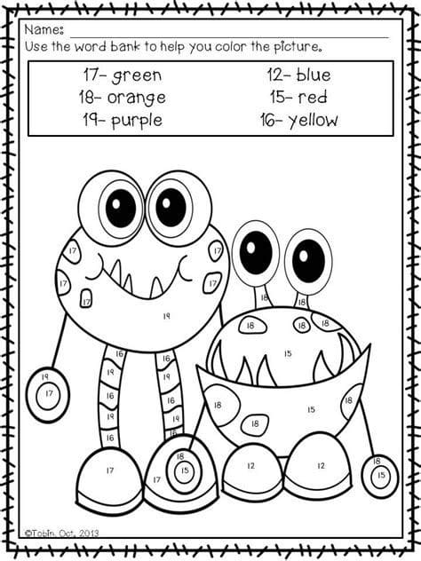 Friendly Monster Color By Number