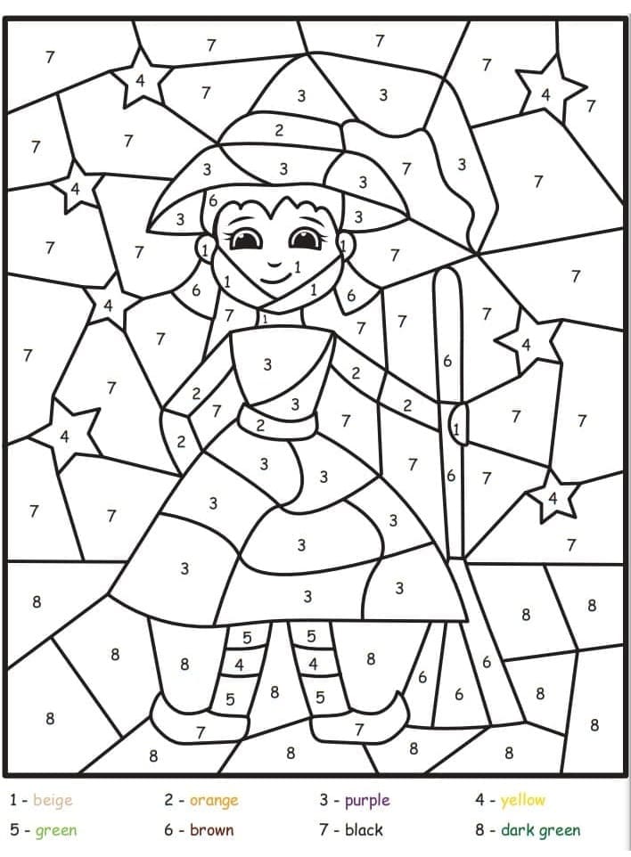 Friendly Witch Color By Number