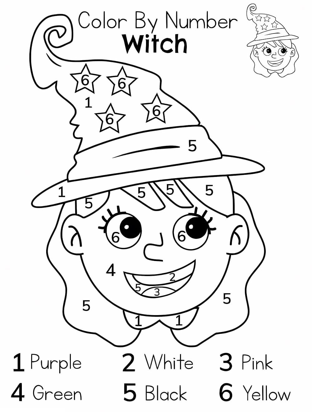 Happy Witch Color By Number