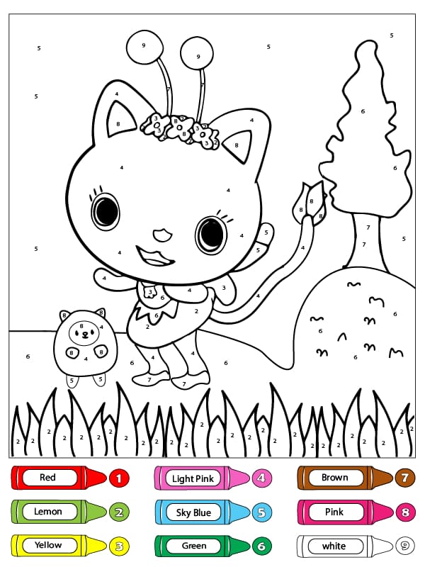 Kitty Fairy in Gabby’s Dollhouse Color By Number