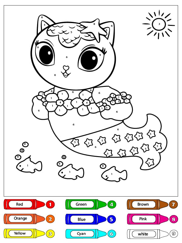 Mercat in Gabby’s Dollhouse Color By Number