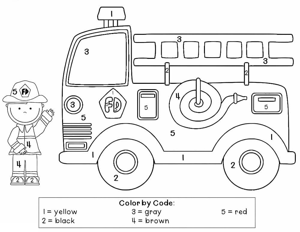 Nice Fire Truck Color By Number