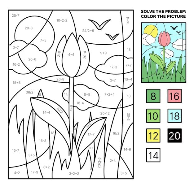 Nice Tulip Color By Number