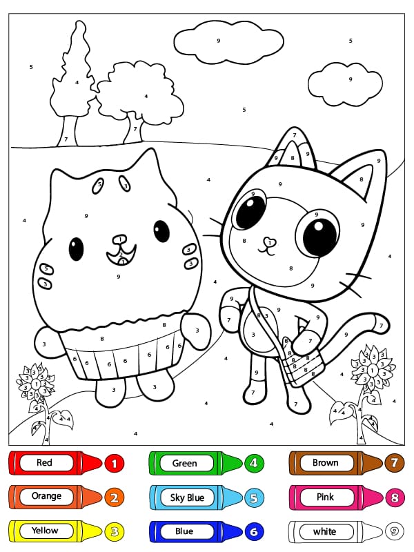 Pandy Paws and Flakey Gabby’s Dollhouse Color By Number