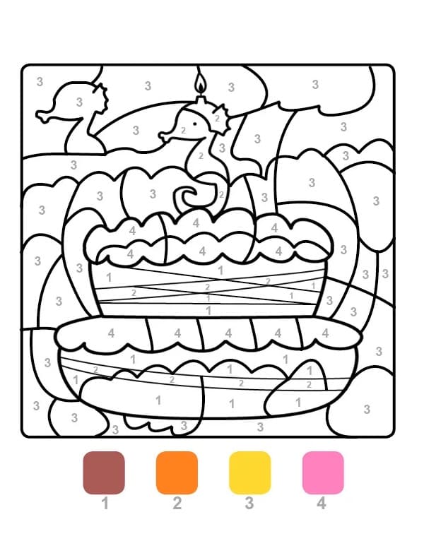 Simple Birthday Cake Color By Number