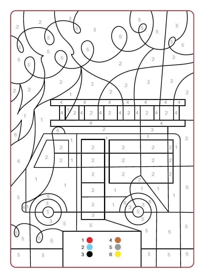 Simple Fire Truck Color By Number