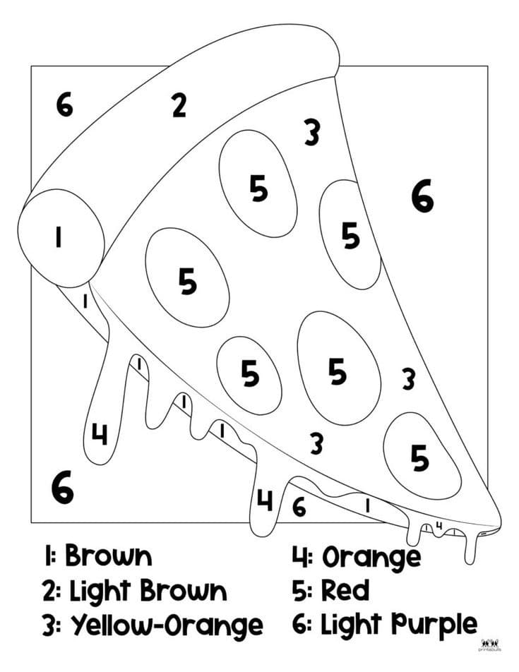 Simple Pizza Color By Number