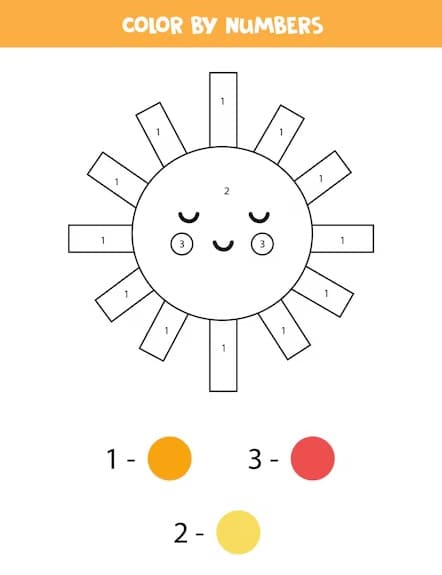 Simple Sun Color by Number