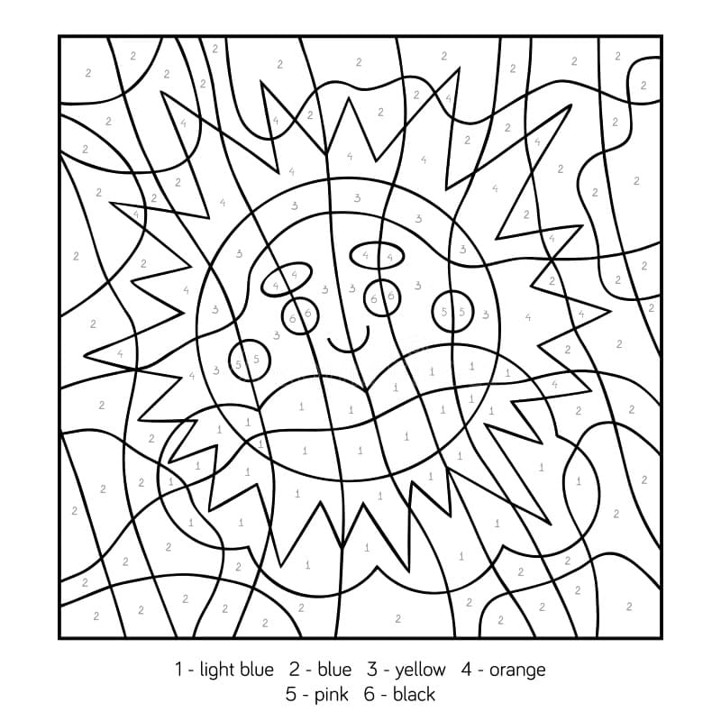 Smiling Sun Color by Number