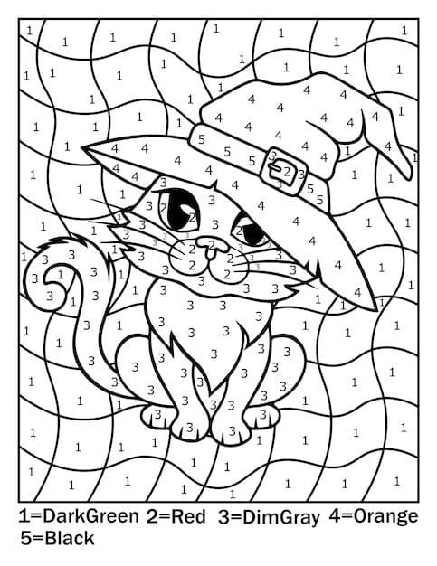 Witch Cat Color By Number
